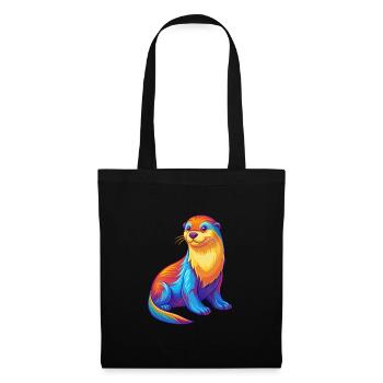 Sea Otter Colorful Kawaii Cartoon Sea Animal - Tote Bag - black - Front