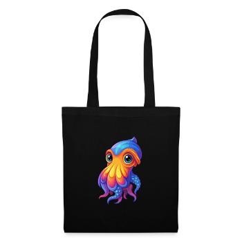 Cuttlefish Colorful Kawaii Cartoon Sea Animal - Tote Bag - black - Front