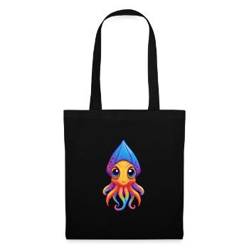 Bottletail Squid Colorful Kawaii Cartoon Clipart - Tote Bag - black - Front