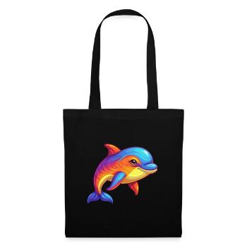 baleine à bec coloré Kawaii dessin animé Clipart - Sac en tissu - noir - Devant