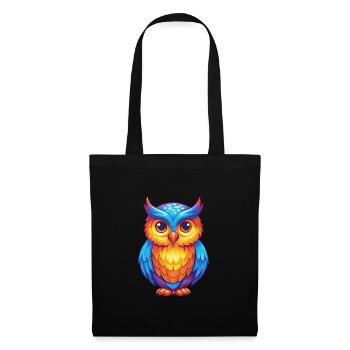 Owl Colorful Kawaii Cartoon Character Bird - Tote Bag - black - Front