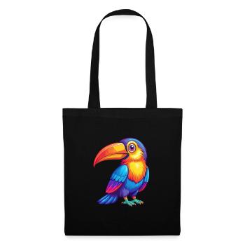 Toucan Colorful Kawaii Cartoon Character Bird - Tote Bag - black - Front