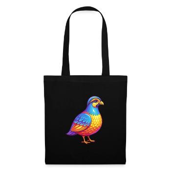 perdrix coloré Kawaii dessin animé Personnage oiseau - Sac en tissu - noir - Devant