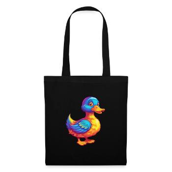 Ente Bunte Kawaii Cartoon Figur Vogel - Stoffbeutel - Schwarz - Vorne