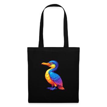 Kormoran Bunt Kawaii Cartoon Figur Vogel - Stoffbeutel - Schwarz - Vorne