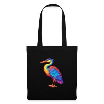 Great Blue Heron Colorful Kawaii Cartoon Bird - Tote Bag - black - Front