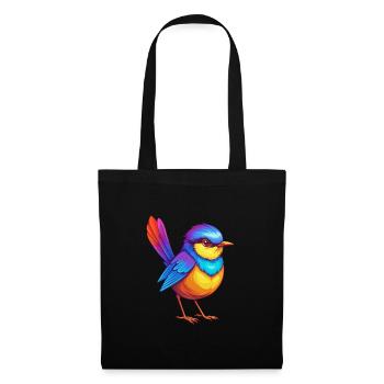Fairywren coloré Kawaii dessin animé Personnage Oiseau - Sac en tissu - noir - Devant
