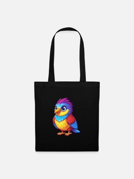 Kuckuck Bunt Kawaii Cartoon Figur Vogel - Stoffbeutel - Schwarz