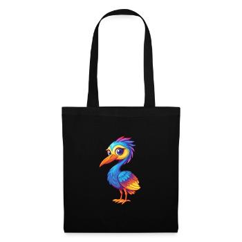 grue coloré kawaii dessin animé personnage oiseau - Sac en tissu - noir - Devant