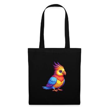 calopsitte coloré Kawaii personnage de dessin animé oiseau - Sac en tissu - noir - Devant