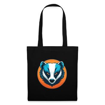 blaireau mignon kawaii dessin animé clipart animal de compagnie logo - Sac en tissu - noir - Devant