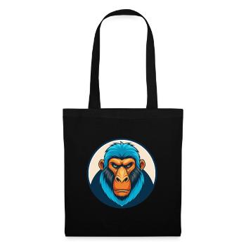 Babouin mignon kawaii dessin animé Clipart Animal Animal Pet Logo - Sac en tissu - noir - Devant