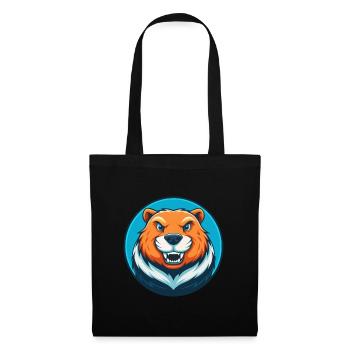 Biber süße Kawaii Cartoon Clipart Tier Haustier Logo - Stoffbeutel - Schwarz - Vorne