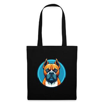 Boxer chien mignon Kawaii dessin animé animal animal logo - Sac en tissu - noir - Devant