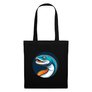 Anguille mignon kawaii dessin animé Clipart Animal Pet Logo - Sac en tissu - noir - Devant