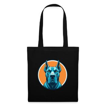 Dogue Allemand Chien Mignon Kawaii Dessin Animé Animal Animal Logo De Compagnie - Sac en tissu - noir - Devant