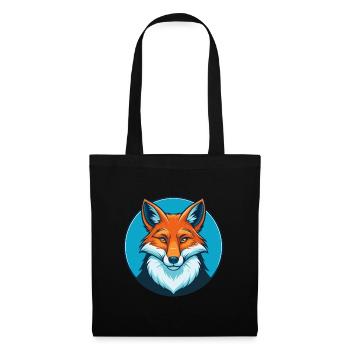 Fuchs süße Kawaii Cartoon Clipart Tier Haustier Logo - Stoffbeutel - Schwarz - Vorne