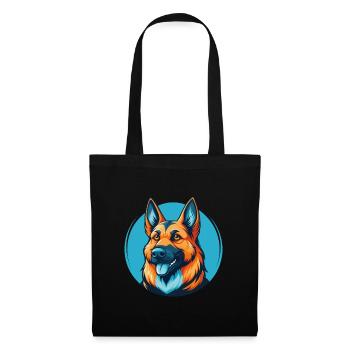 Berger allemand chien mignon Kawaii dessin animé logo pour animaux de compagnie - Sac en tissu - noir - Devant