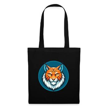 Luchs Niedliche Kawaii Cartoon Clipart Tier Haustier Logo - Stoffbeutel - Schwarz - Vorne