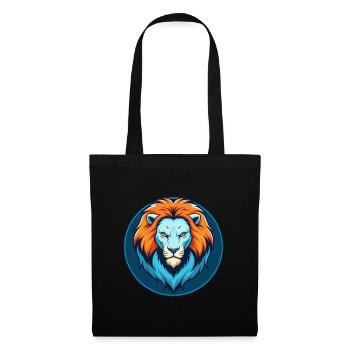Lion mignon Kawaii dessin animé Clipart Animal Pet Logo - Sac en tissu - noir - Devant
