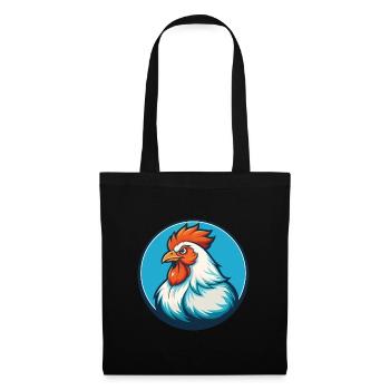 Poule mignon kawaii dessin animé Clipart Animal Pet Logo - Sac en tissu - noir - Devant