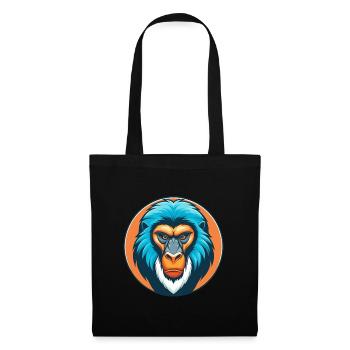 Mandrill Niedliches Kawaii Cartoon Tier Haustier Logo - Stoffbeutel - Schwarz - Vorne