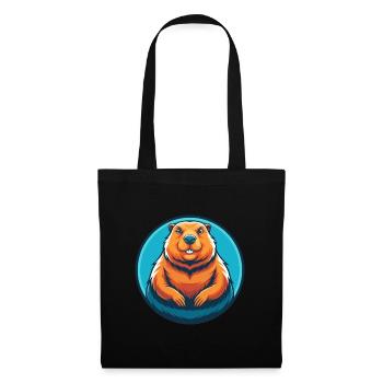 Groundhog Cute Kawaii Cartoon Animal Pet Logo - Tote Bag - black - Front