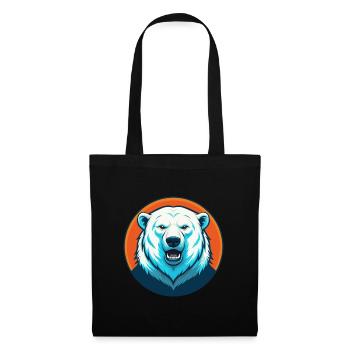 ours polaire mignon Kawaii dessin animé animal de compagnie logo - Sac en tissu - noir - Devant