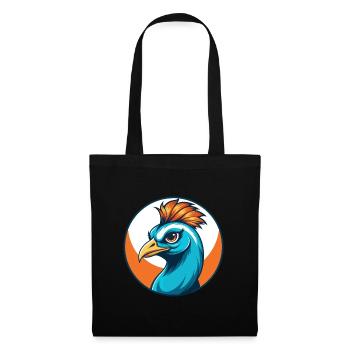 Peacock Cute Funny Kawaii Cartoon Animal Pet Logo - Tote Bag - black - Front