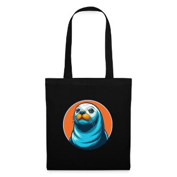 Siegel Niedliche Kawaii Cartoon Clipart Tier Haustier Logo - Stoffbeutel - Schwarz - Vorne