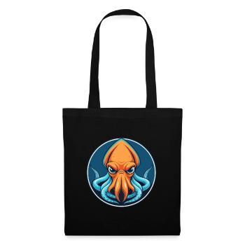 calmar mignon kawaii dessin animé clipart animal de compagnie logo - Sac en tissu - noir - Devant
