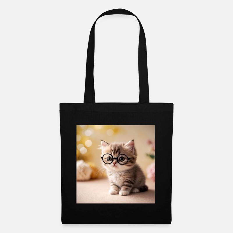 süße Katze - Stoffbeutel - Schwarz