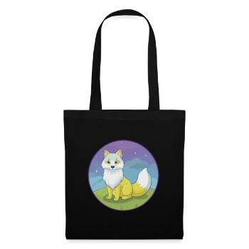 Polarfuchs Niedlich Kawaii Cartoon Clipart Tier Haustier - Stoffbeutel - Schwarz - Vorne