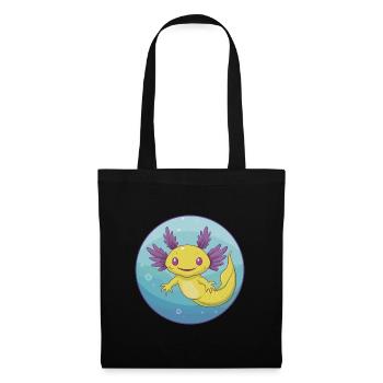 axolotl mignon kawaii dessin animé clipart animal de compagnie - Sac en tissu - noir - Devant