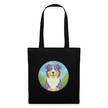 Australian Shepherd Dog Cute Kawaii Cartoon Animal - Tote Bag - black - Front