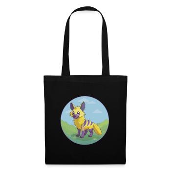 Aardwolf Mignon Kawaii Dessin animé Clipart Animal de compagnie - Sac en tissu - noir - Devant