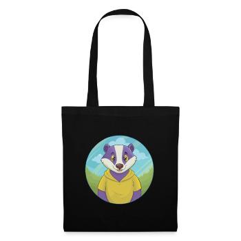 blaireau mignon kawaii dessin animé clipart animal de compagnie - Sac en tissu - noir - Devant