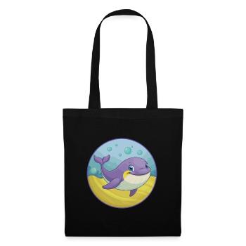 baleine mignon Kawaii dessin animé Clipart Animal de compagnie - Sac en tissu - noir - Devant
