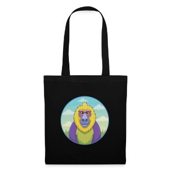 Babouin mignon Kawaii dessin animé Clipart Animal de compagnie - Sac en tissu - noir - Devant
