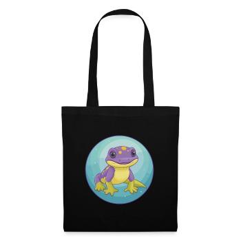 Salamandre mignon Kawaii dessin animé Clipart Animal de compagnie - Sac en tissu - noir - Devant