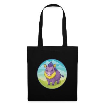sanglier mignon kawaii dessin animé clipart animal de compagnie - Sac en tissu - noir - Devant