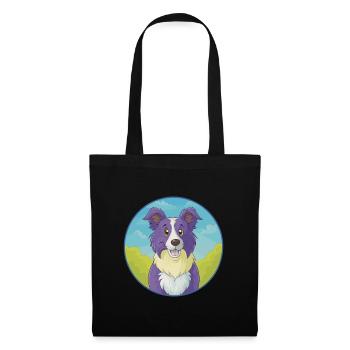 Border Collie Hund Niedliches Kawaii Cartoon Tier Haustier - Stoffbeutel - Schwarz - Vorne