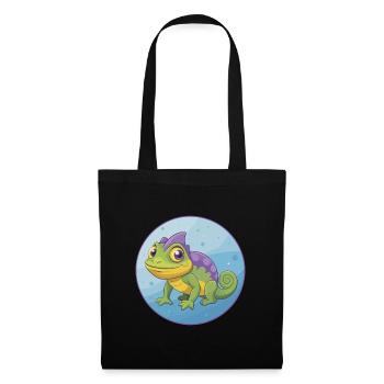 Chameleon Cute Kawaii Cartoon Clipart Animal Pet - Tote Bag - black - Front
