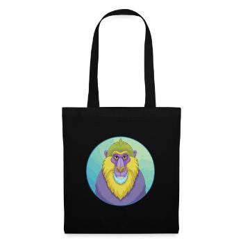 Mandrill Niedliche Kawaii Cartoon Clipart Tier Haustier - Stoffbeutel - Schwarz - Vorne