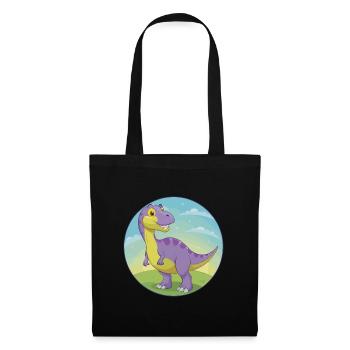Dinosaurier Niedlich Kawaii Cartoon Clipart Tier Haustier - Stoffbeutel - Schwarz - Vorne