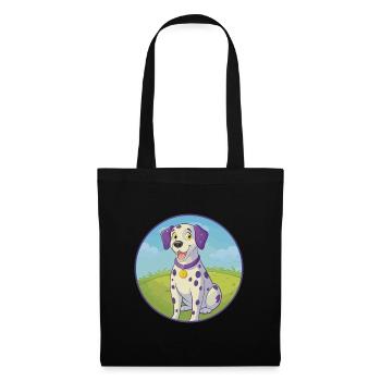 Dalmatiner Hund Niedlich Kawaii Cartoon Clipart Tier - Stoffbeutel - Schwarz - Vorne