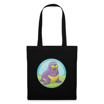 Walrus Cute Kawaii Cartoon Clipart Animal Pet - Tote Bag - black - Front