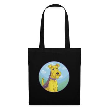 Airedale Terrier Chien Mignon Kawaii Dessin Animé Animal - Sac en tissu - noir - Devant