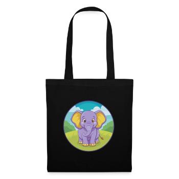 Elefant Niedlich Kawaii Cartoon Clipart Tier Haustier - Stoffbeutel - Schwarz - Vorne