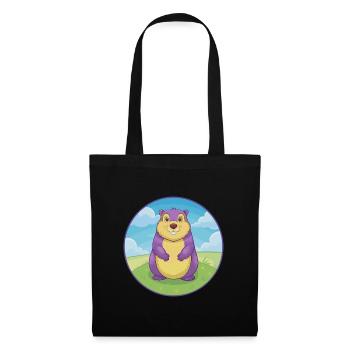 Murmeltier Niedliche Kawaii Cartoon Clipart Tier Haustier - Stoffbeutel - Schwarz - Vorne